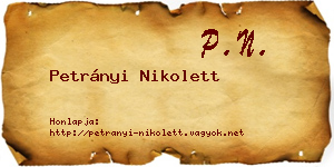 Petrányi Nikolett névjegykártya