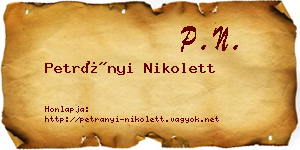 Petrányi Nikolett névjegykártya